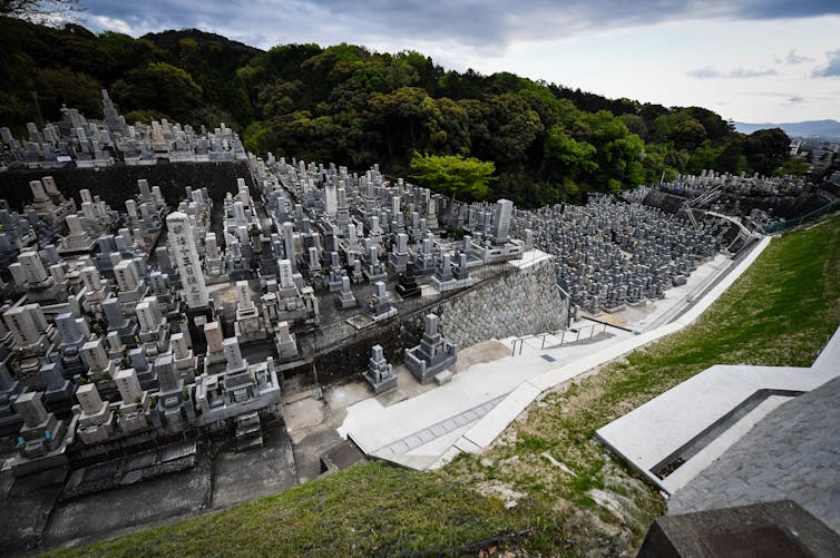 A cemetery at the Kiyomizu-dera Buddhist temple in eastern Kyoto, in Japan.