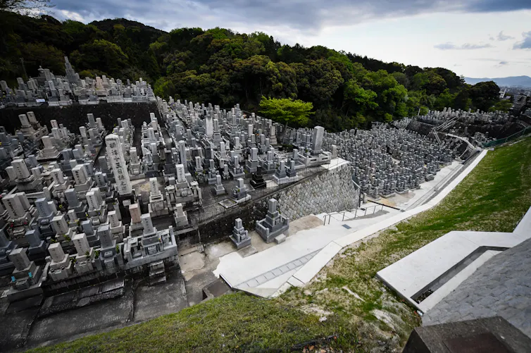 A cemetery at the Kiyomizu-dera Buddhist temple in eastern Kyoto, in Japan.