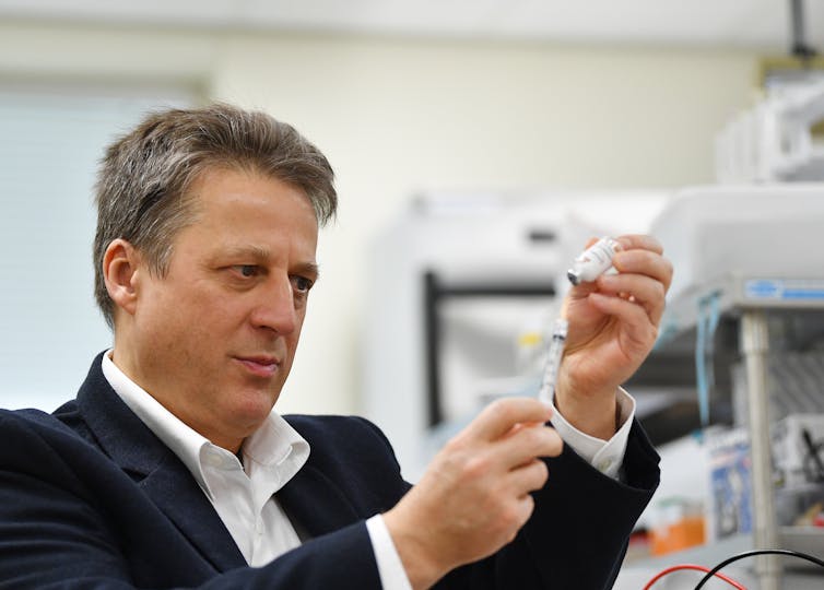 Nikolai Petrovsky with the Vaxine COVID-19 vaccine candidate