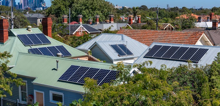 solar panels on roofs