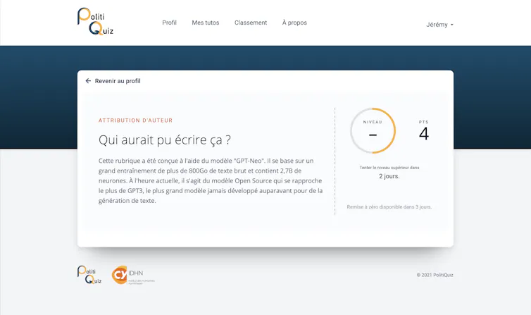 Explications avant de lancer une série de questions sur PolitiQuiz