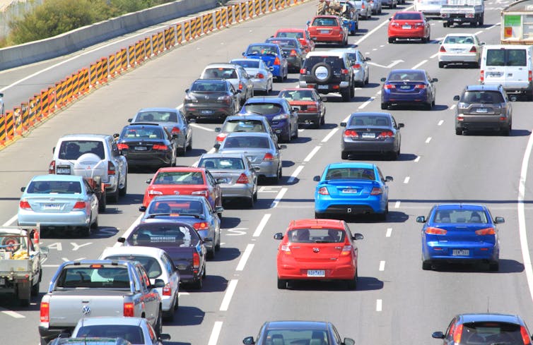 cars on freeway from rear