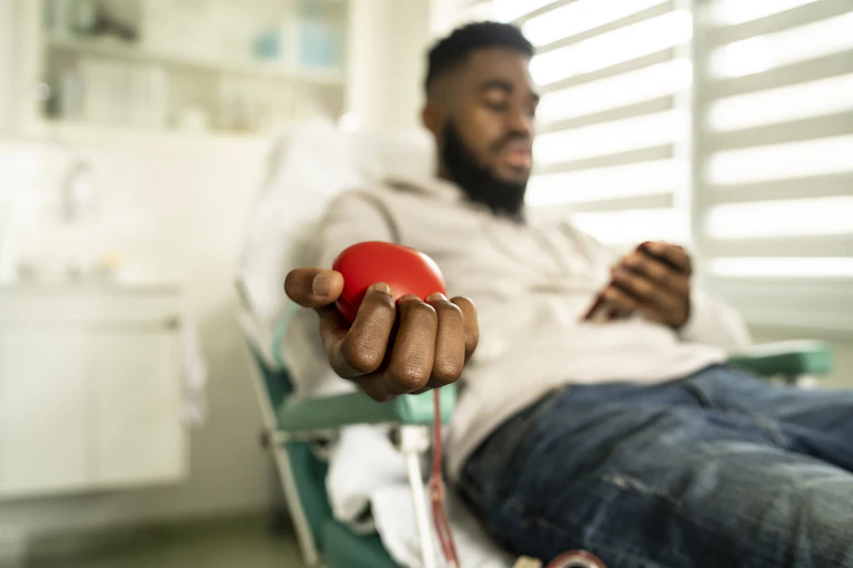 man donating blood