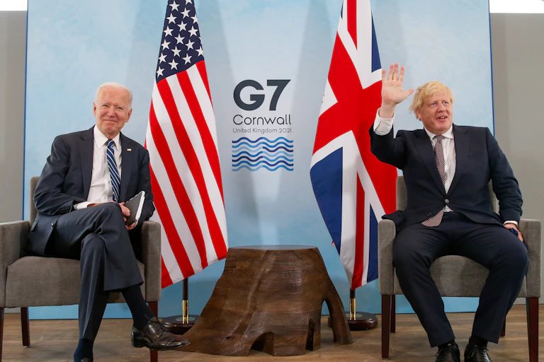US president Joe Biden and UK prime minister Boris Johnson at the G7 summit