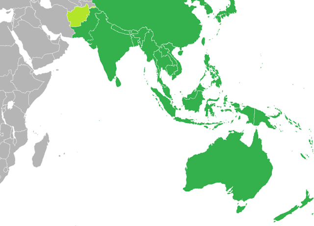 Map of world highlighting Asia-Pacific region