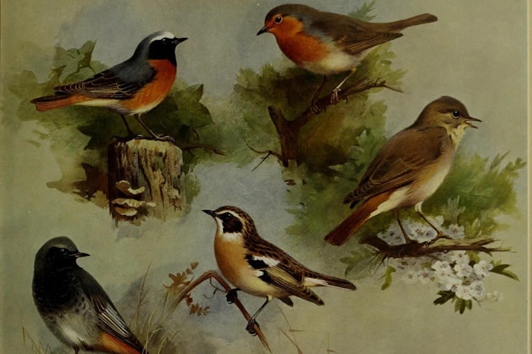 Four painted small birds