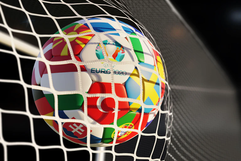 Euro 2020 ball hitting net.