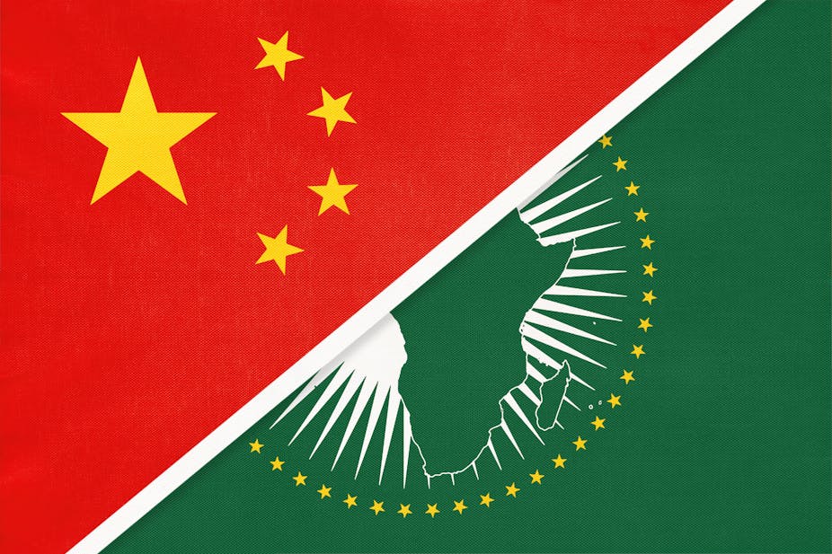 The flags of China and the African Union