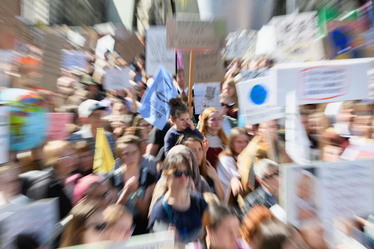people at a climate change march