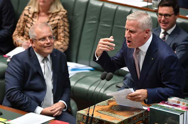 Scott Morrison and Michael McCormack during question time
