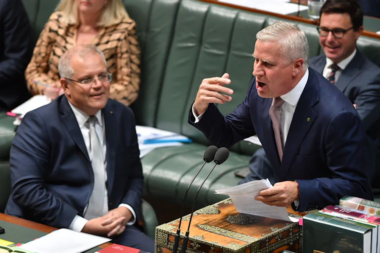 Scott Morrison and Michael McCormack during question time