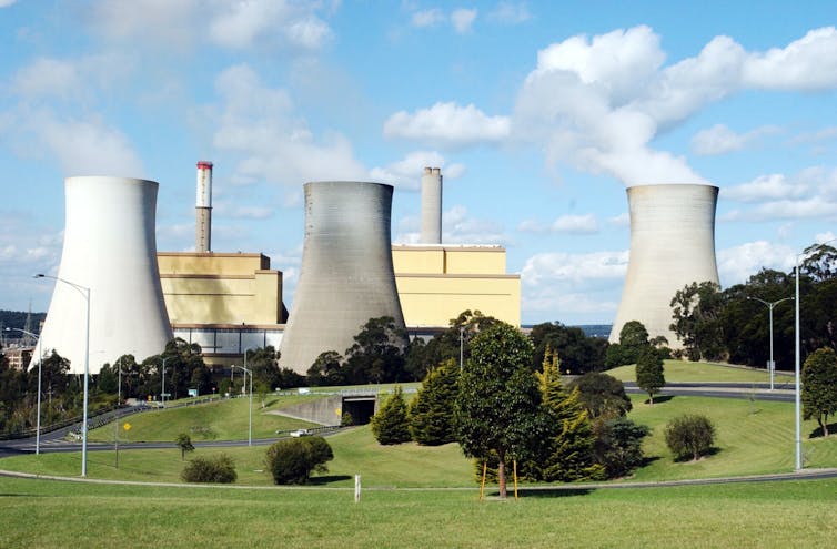 power plant with chimneys