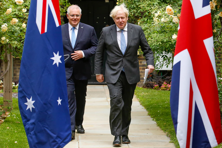 Scott Morrison and Boris Johnston