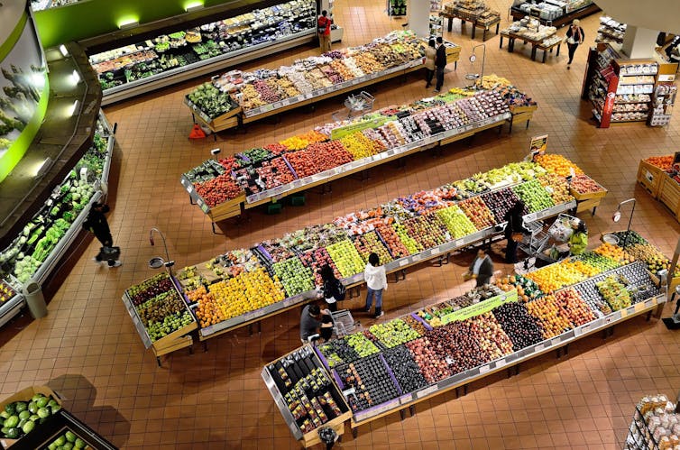 Fruit and vegetables in a supermarket