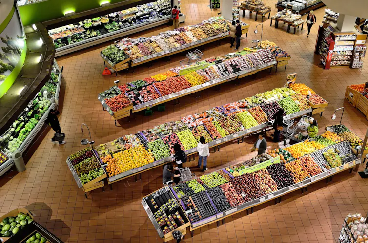 Fruit and vegetables in a supermarket