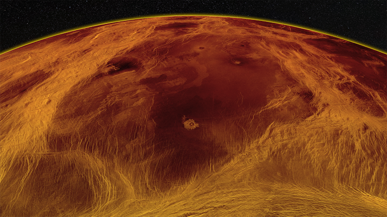 The surface of Venus is cracked and moves like ice floating on the ocean – likely due to tectonic activity