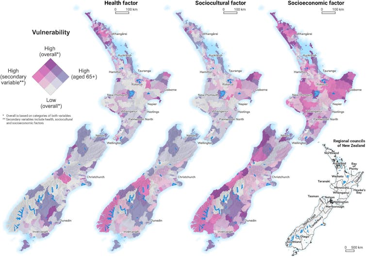 New Zealand map of vulnerability to COVID-19