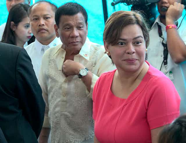 Philippines president Rodrigo Duterte with his daughter Sara in 2017.