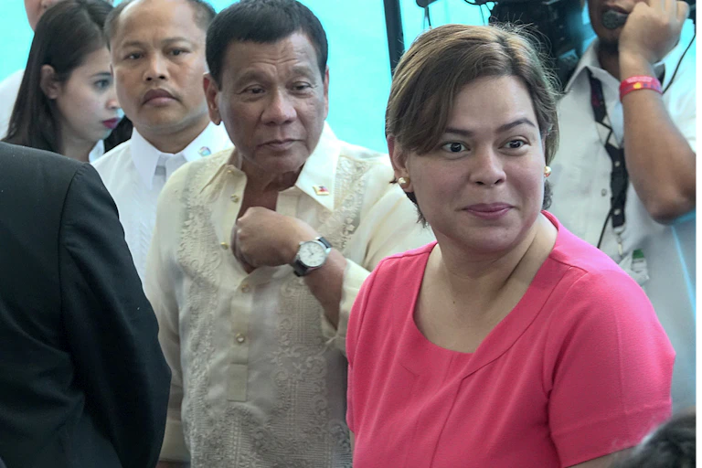 Philippines president Rodrigo Duterte with his daughter Sara in 2017.