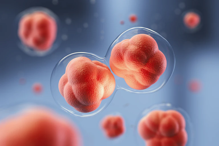 microscopic of Human cells, 3d rendering.