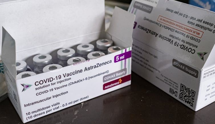 Boxes of AstraZeneca COVID-19 vaccines