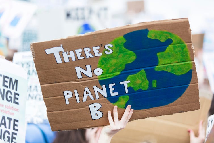 Protest sign saying 'There's no planet B'