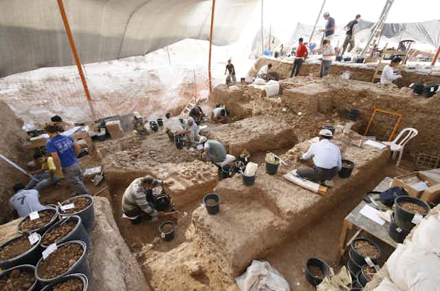 Archaeologists digging at Nesher Ramla