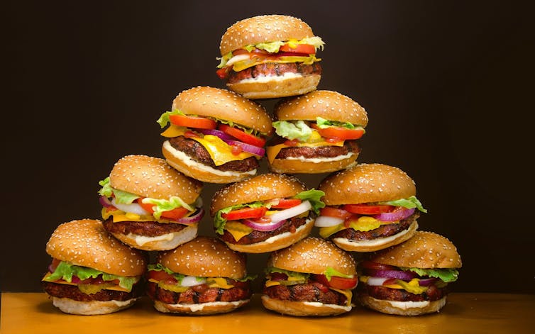 A pile of hamburgers.