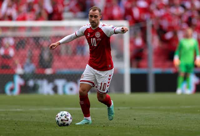 Danish midfielder Christian Eriksen playing at Euro 2020
