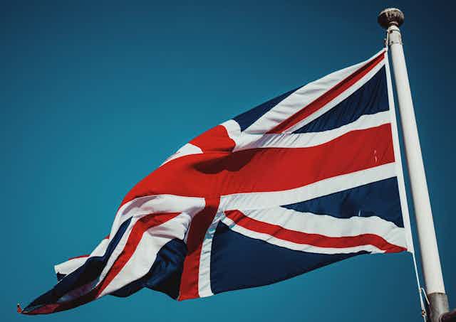 A Union Flag flying in the wind