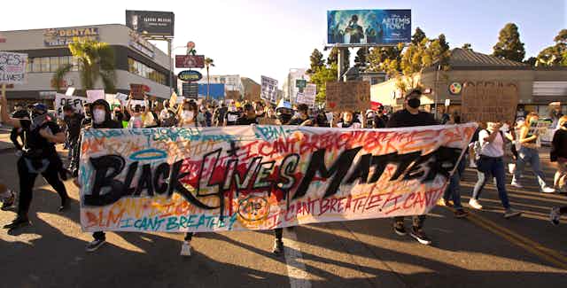 Black Lives Matter protest in Los Angeles streets