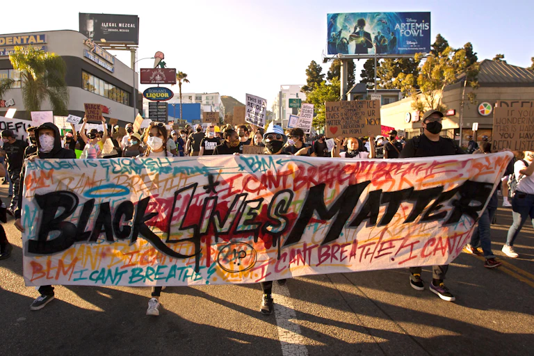Black Lives Matter protest in Los Angeles streets
