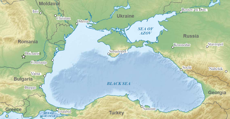 Wikimedia map of Black Sea showing main ports.