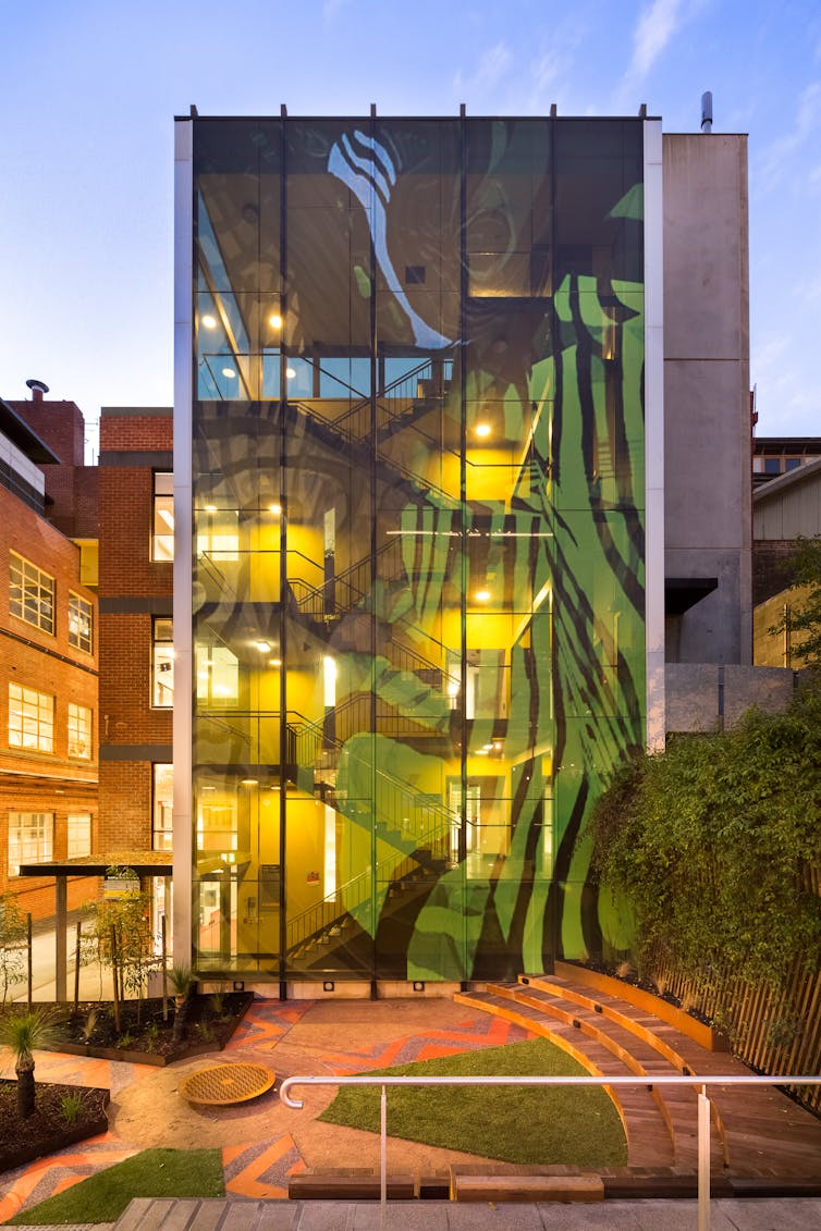 An image of an Indigenous-designed building on the RMIT campus.