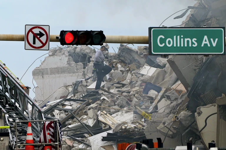 Rubble from building collapse in Miami
