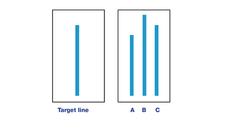 Solomon Asch's conformity experiment line comparison.