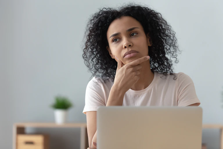 Woman thinking.