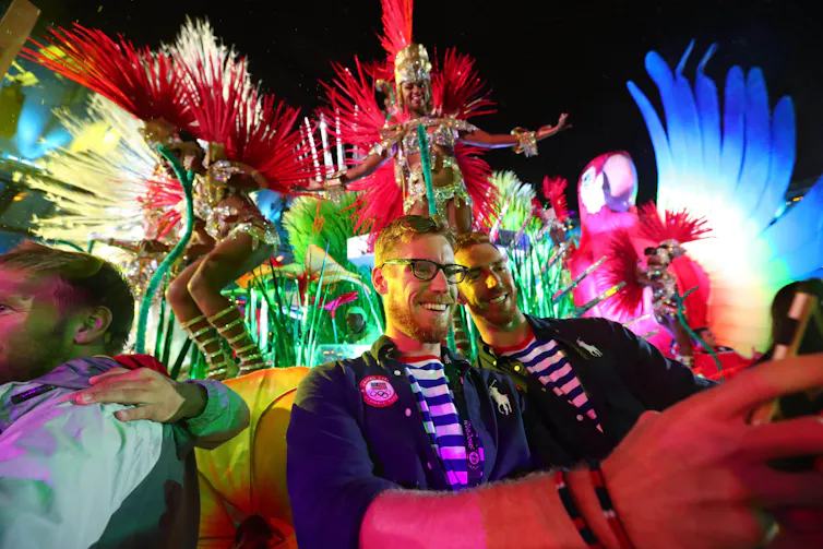 US athletes celebrate after the closing of the Rio 2016 Olympic Games