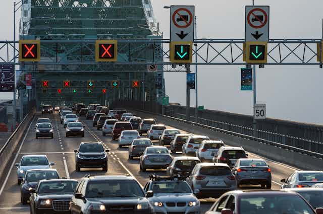 Congestion routière sur le pont Jacques-Cartier.