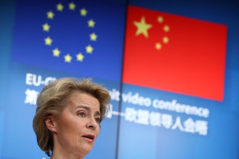 La présidente de la Commission européenne, Ursula von der Leyen, pendant un sommet virtuel Chine-UE le 22 juin 2020.