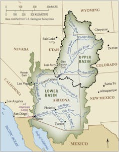 Map showing the American Southwest and northern Mexico