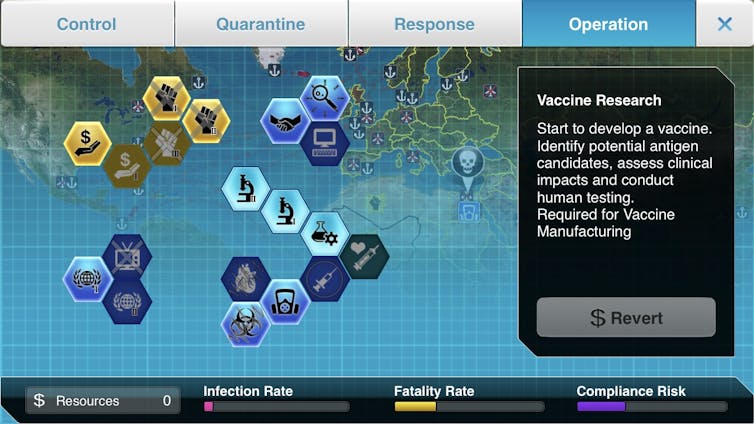 Uma captura de tela da Plague, Inc .: The Cure