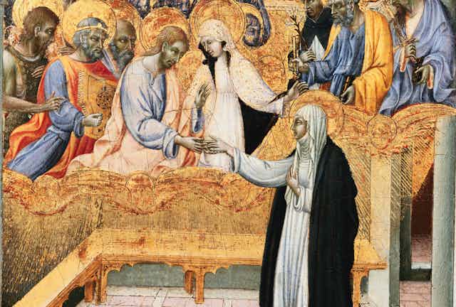 15th Century Sienese Panel Depicting the Communion of Saint Catherine.