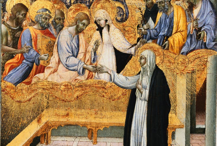 15th-century Sienese Panel Depicting the Communion of Saint Catherine