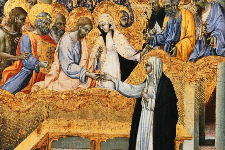 15th Century Sienese Panel Depicting the Communion of Saint Catherine.