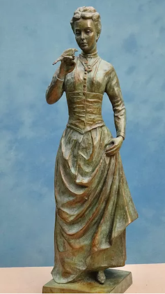 A design for a statue featuring RSPB founder Emily Williamson holding a bird in her right hand.