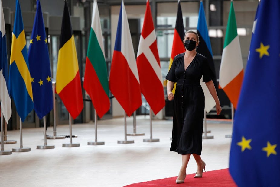 Mette Frederiksen, la première ministre du Danemark, arrive au sommet européen à Bruxelles le 25 juin 2021.