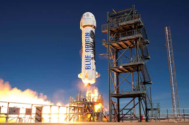 Launch of one of Blue Origin's New Shepard rockets.