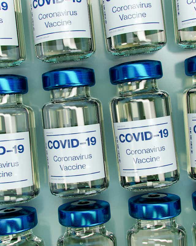 Mockup bottles of COVID-19 vaccines.