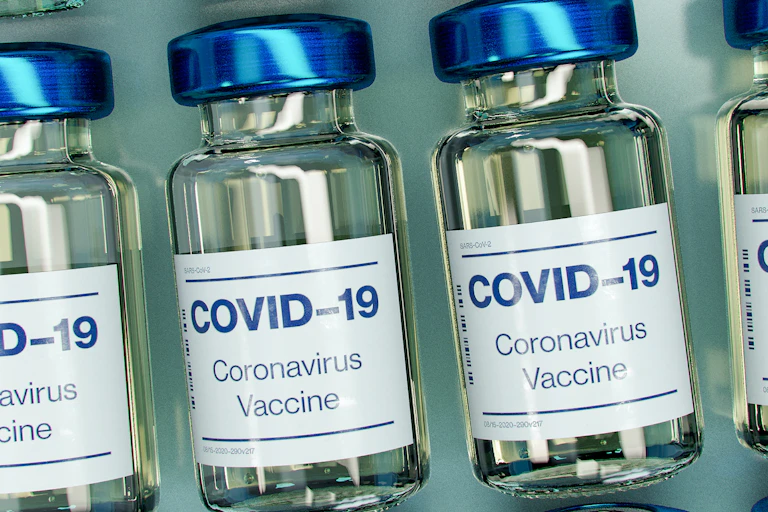 Mockup bottles of COVID-19 vaccines.